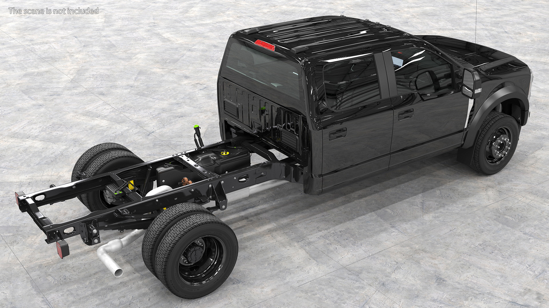 3D Black Chassis Cab Four Doors model