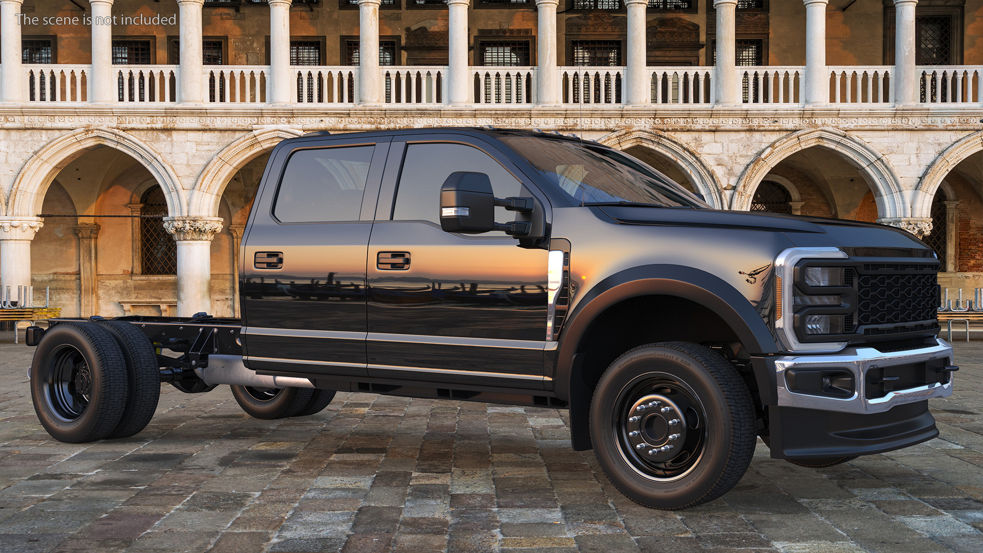 3D Black Chassis Cab Four Doors model