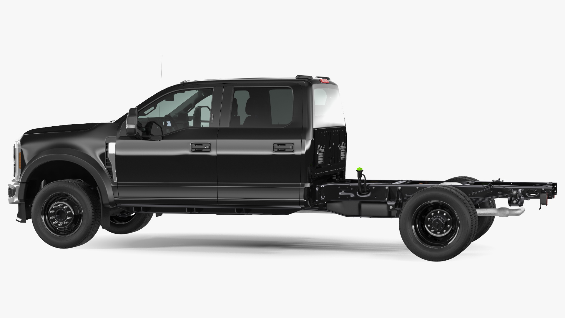 3D Black Chassis Cab Four Doors model