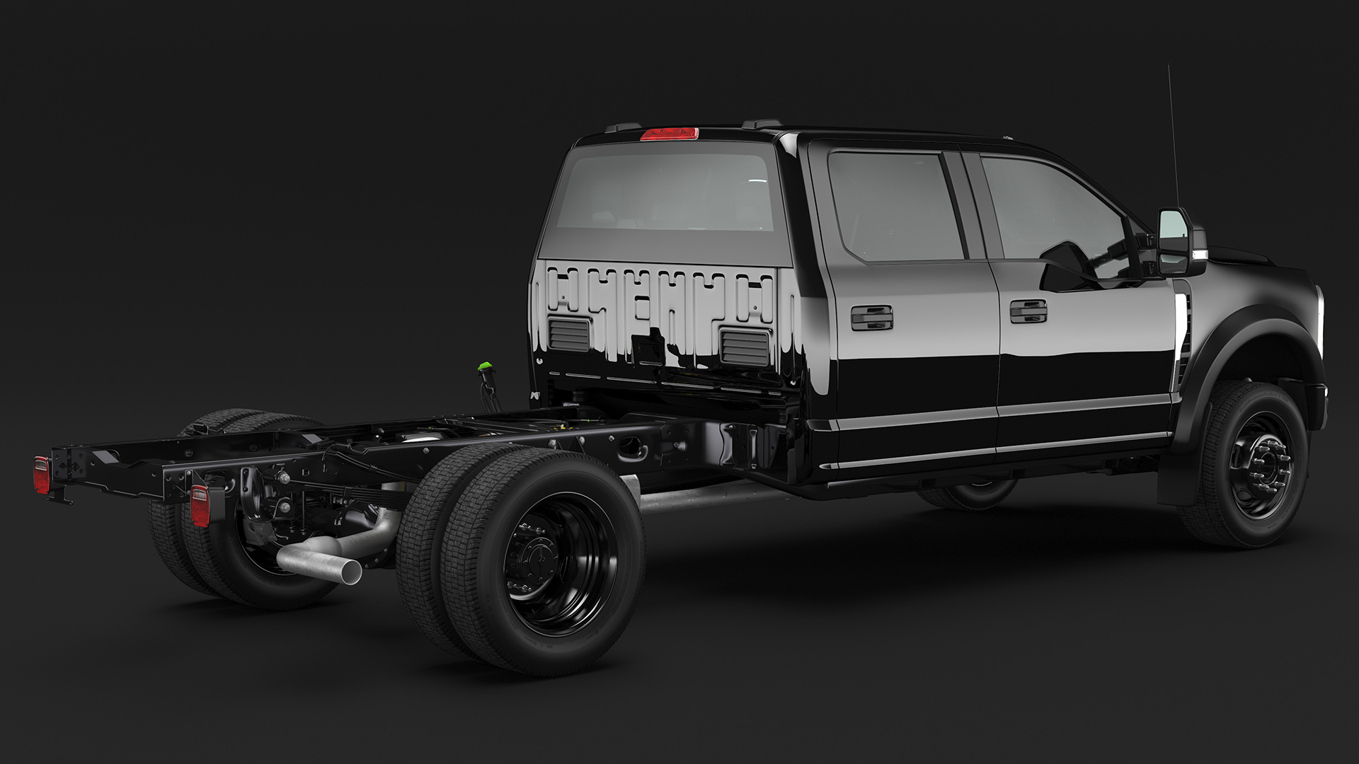 3D Black Chassis Cab Four Doors model