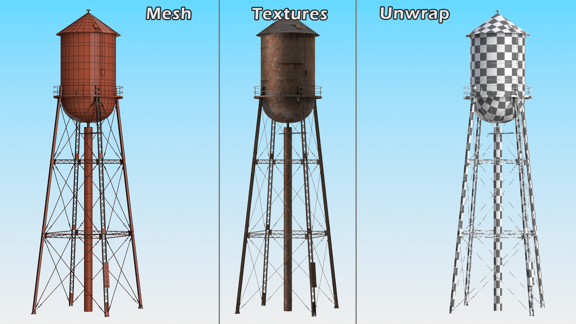 Abandoned Water Tower Rusty 3D