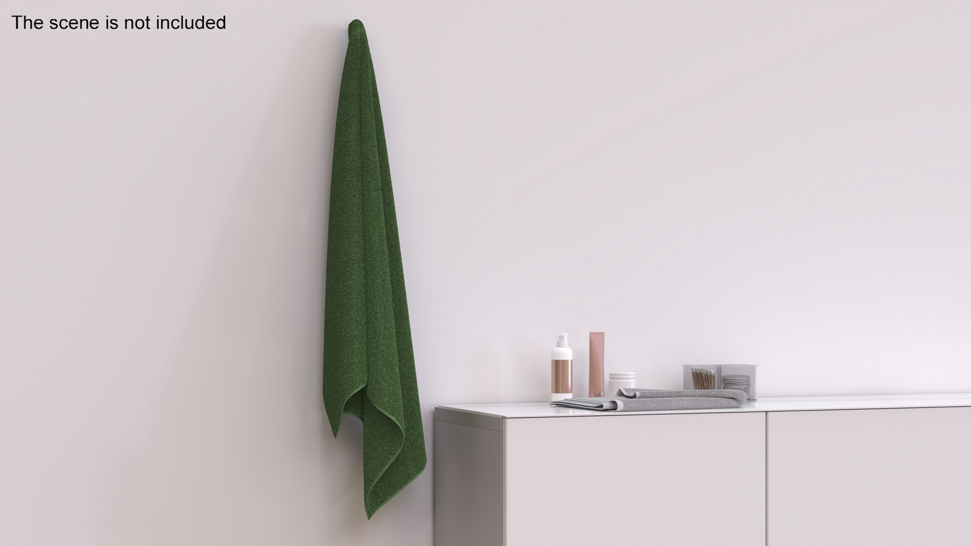 3D Green Bath Towel Hanging Fur model