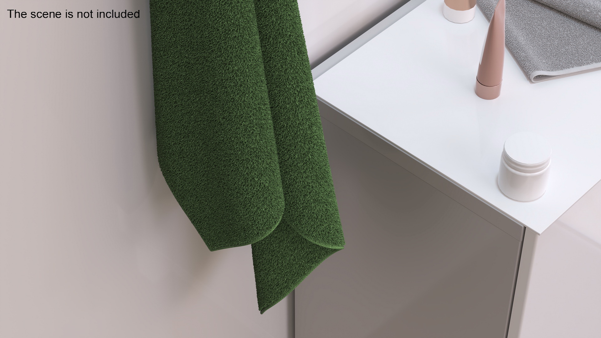 3D Green Bath Towel Hanging Fur model