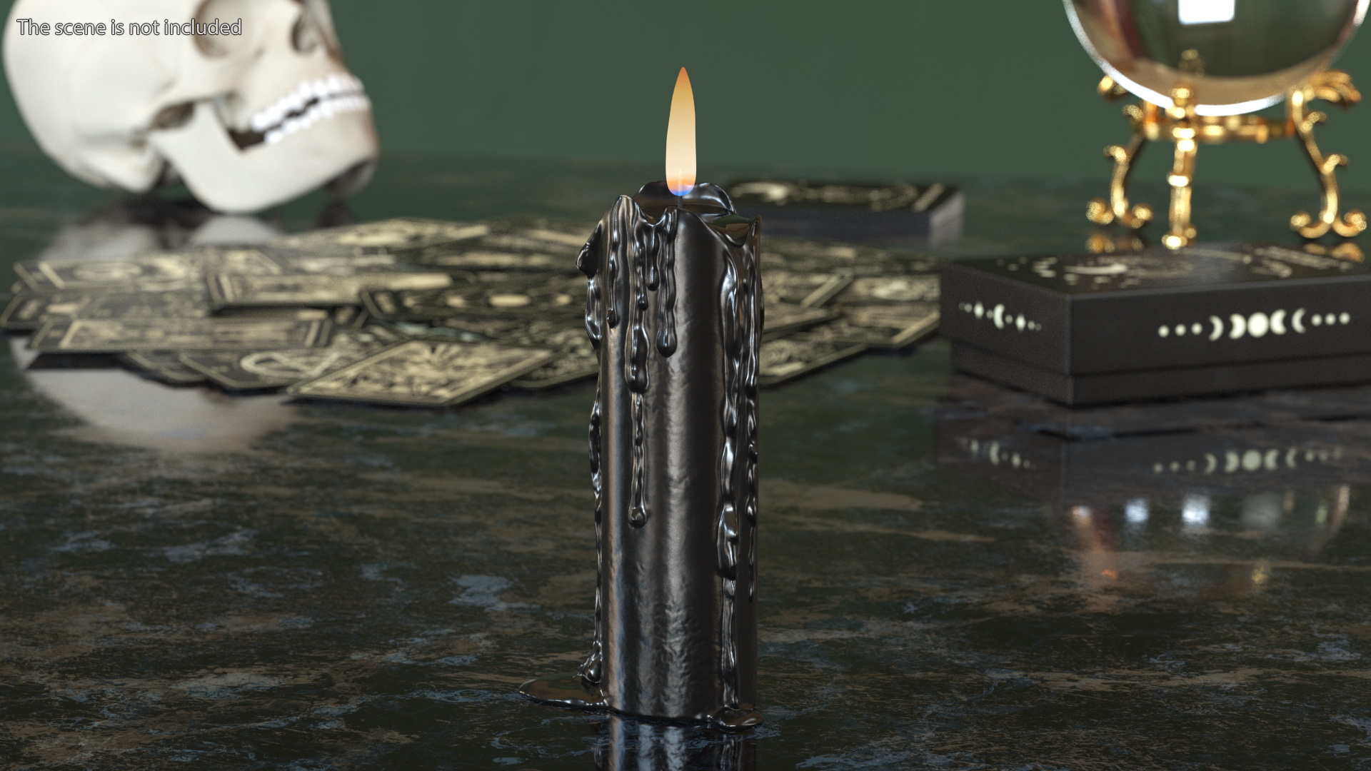 3D Half Burned Candle with Flowing Wax Black