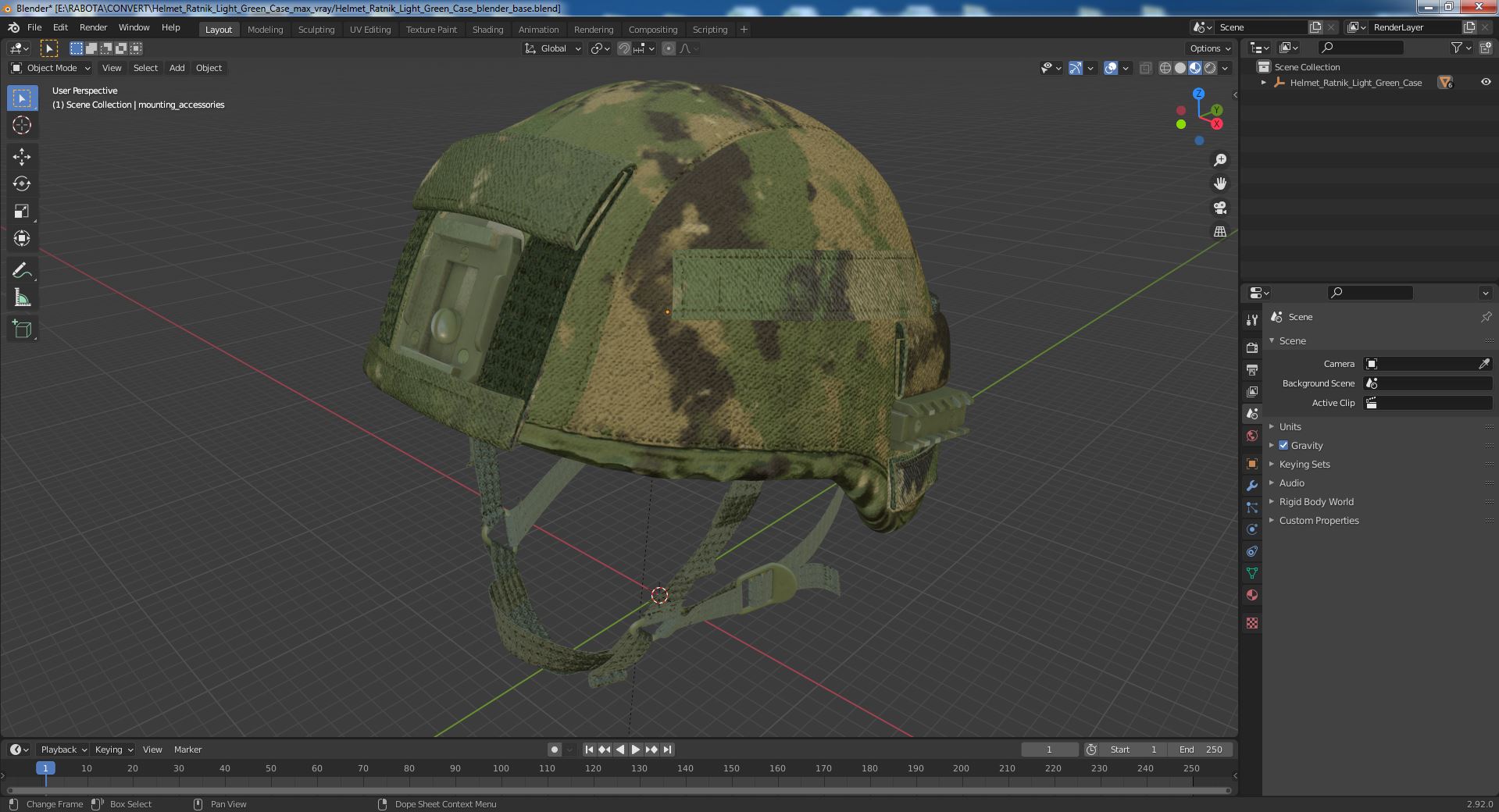 3D model Helmet Ratnik Light Green Case