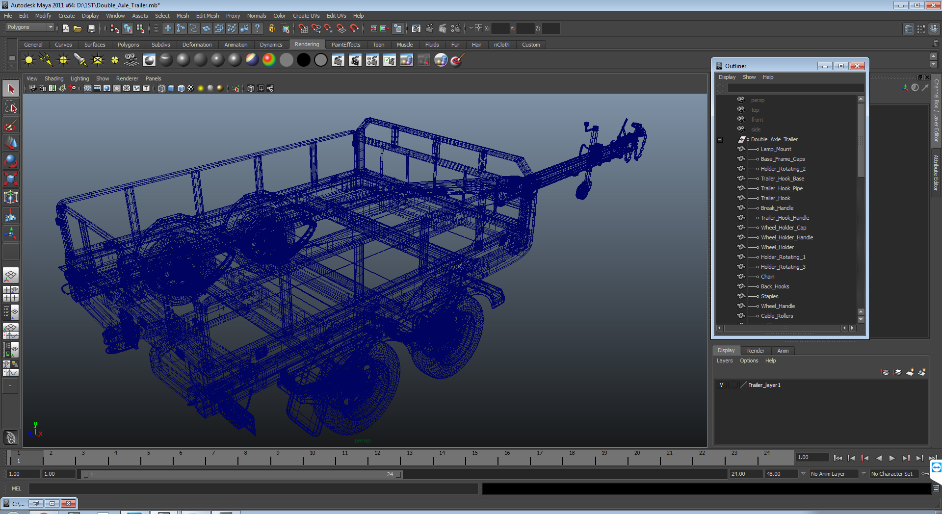 Double Axle Trailer 3D model