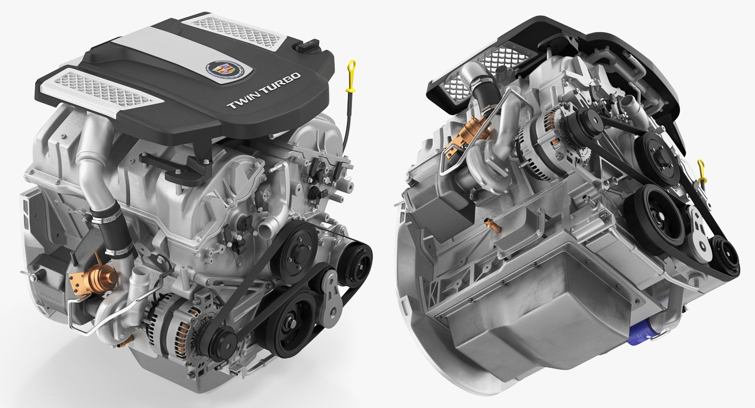 3D Cadillac Twin Turbo V6 Car Engine model