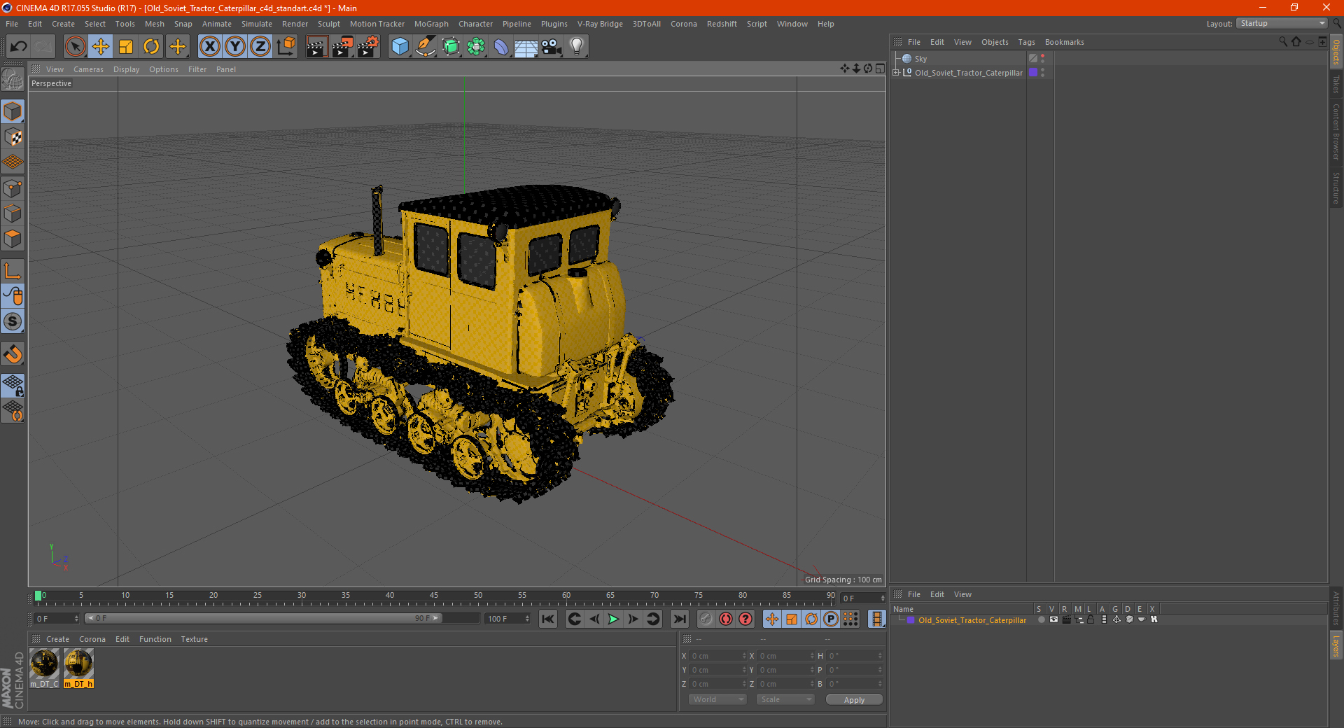 3D model Old Soviet Tractor Caterpillar