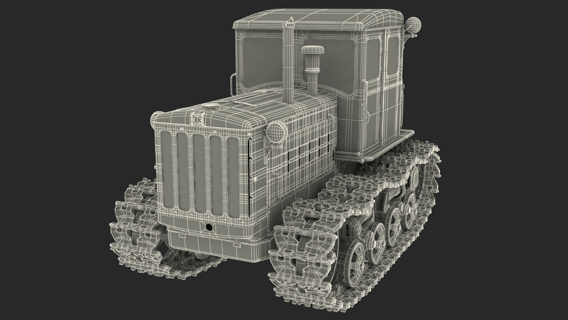 3D model Old Soviet Tractor Caterpillar