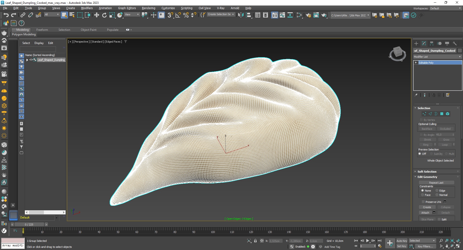 3D model Leaf Shaped Dumpling Cooked for 3D Print