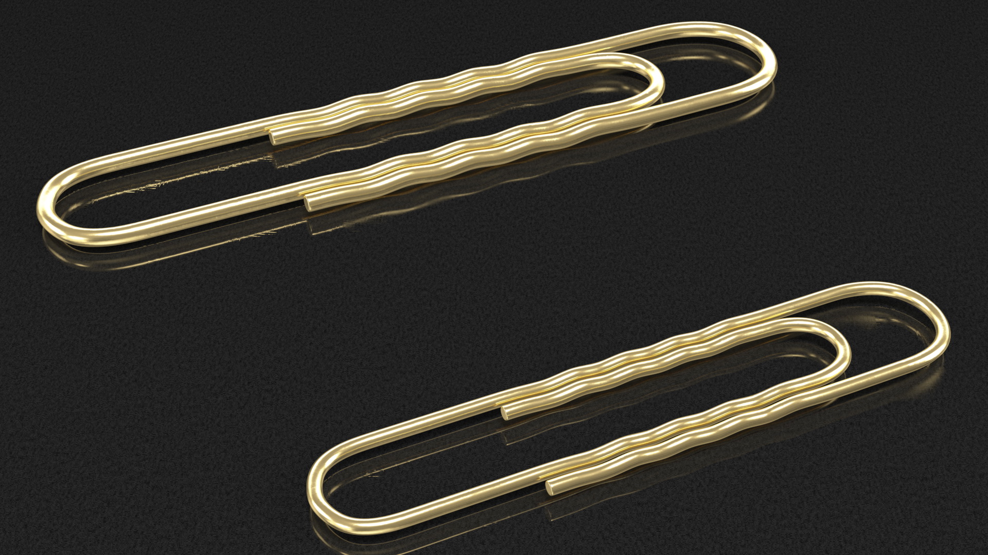 3D Paper Clip Wavy Shape Gold