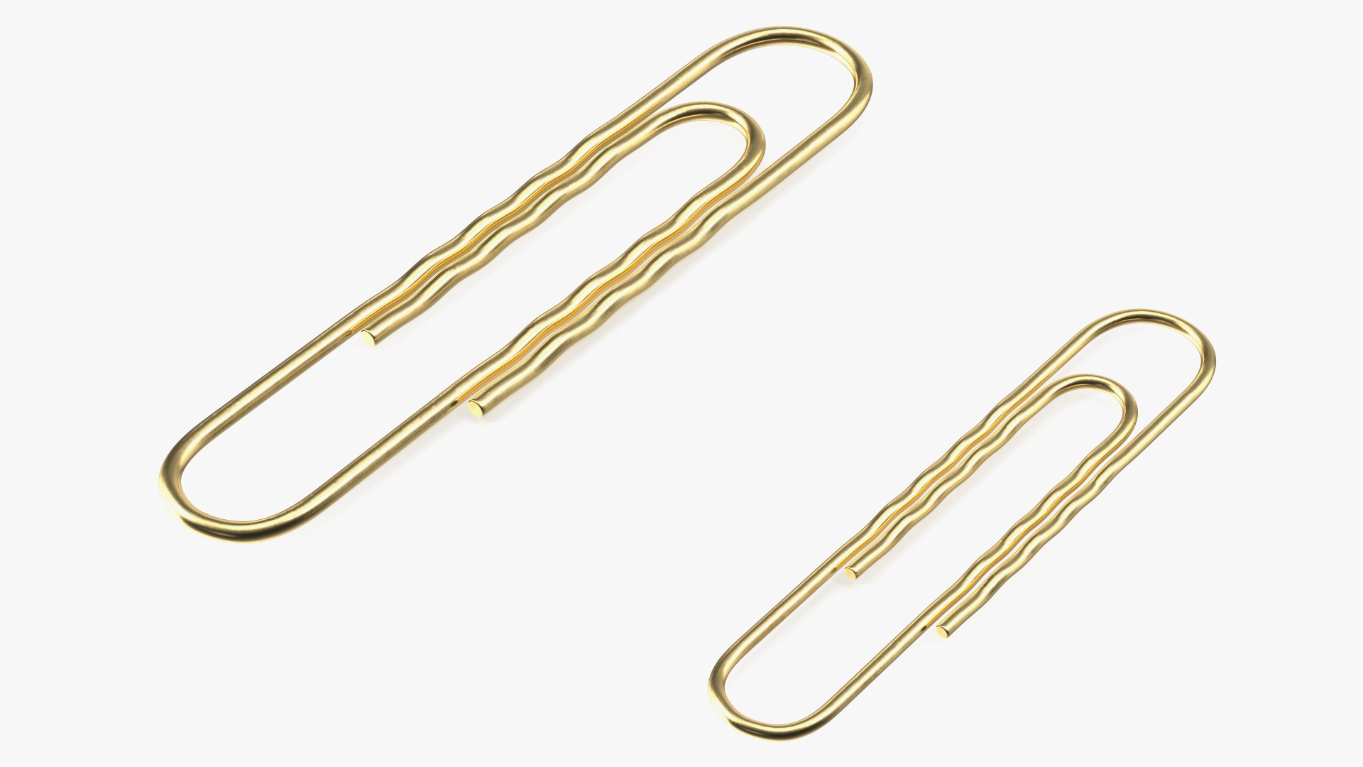 3D Paper Clip Wavy Shape Gold