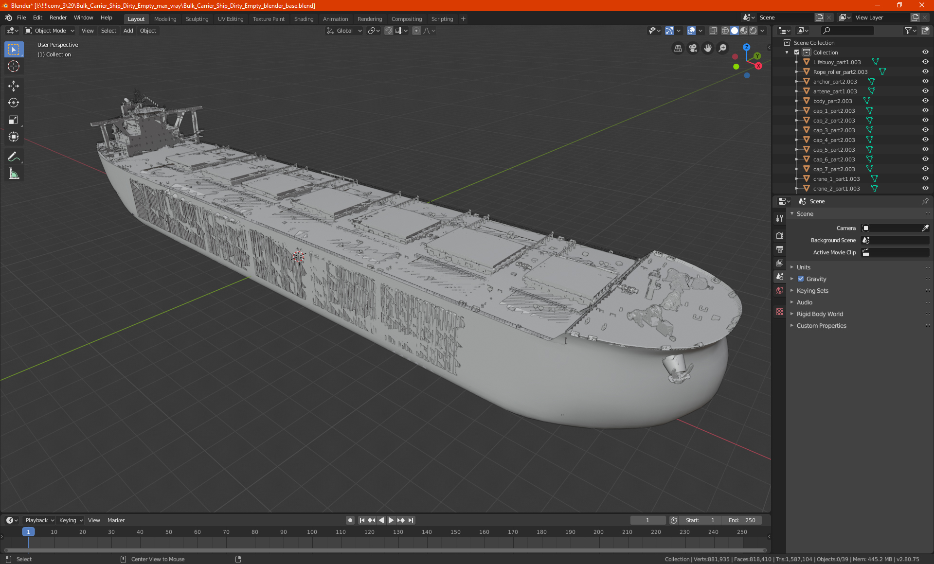 3D Bulk Carrier Ship Empty model