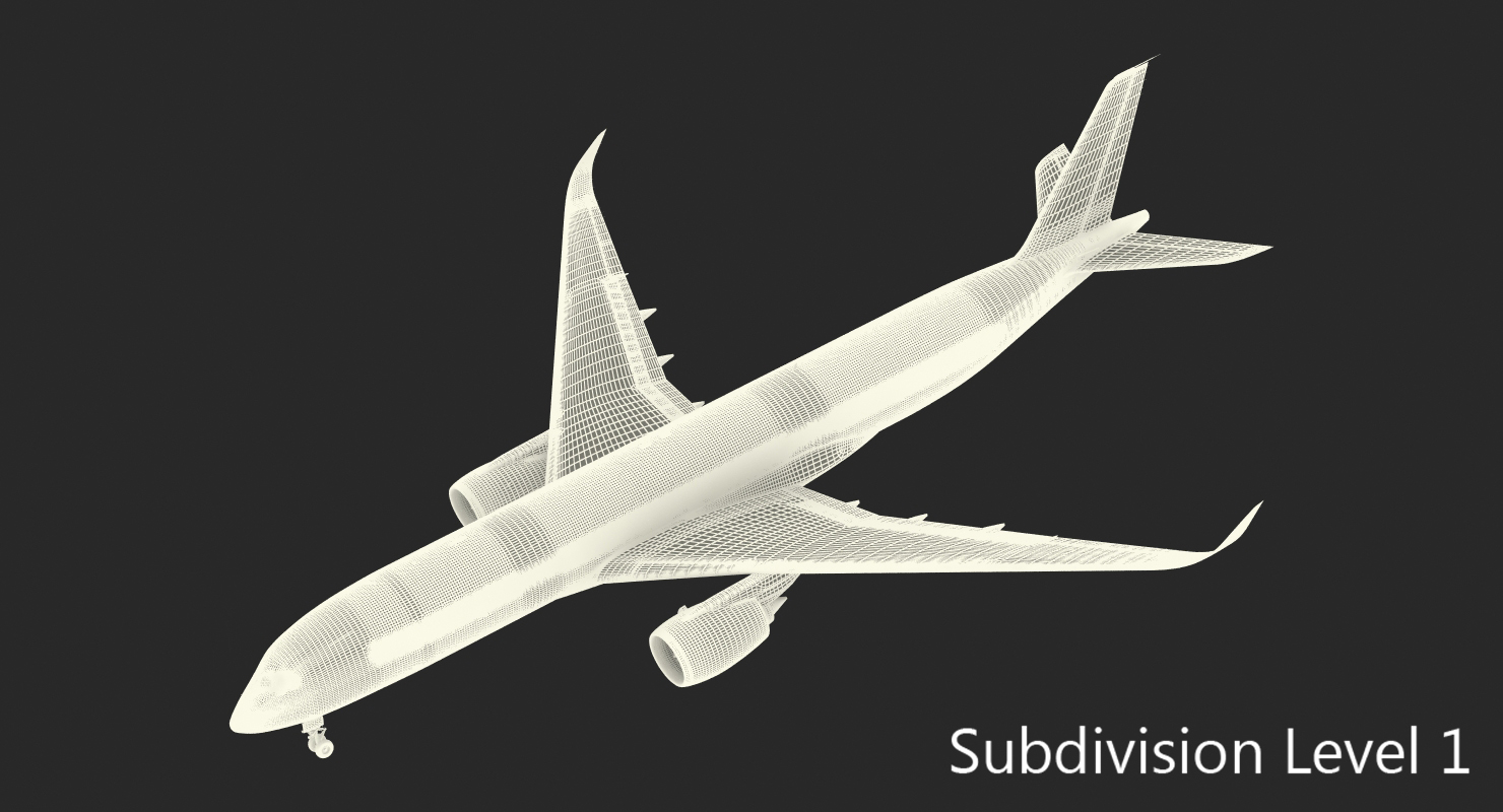 3D Airbus A350 900 Qatar Rigged model