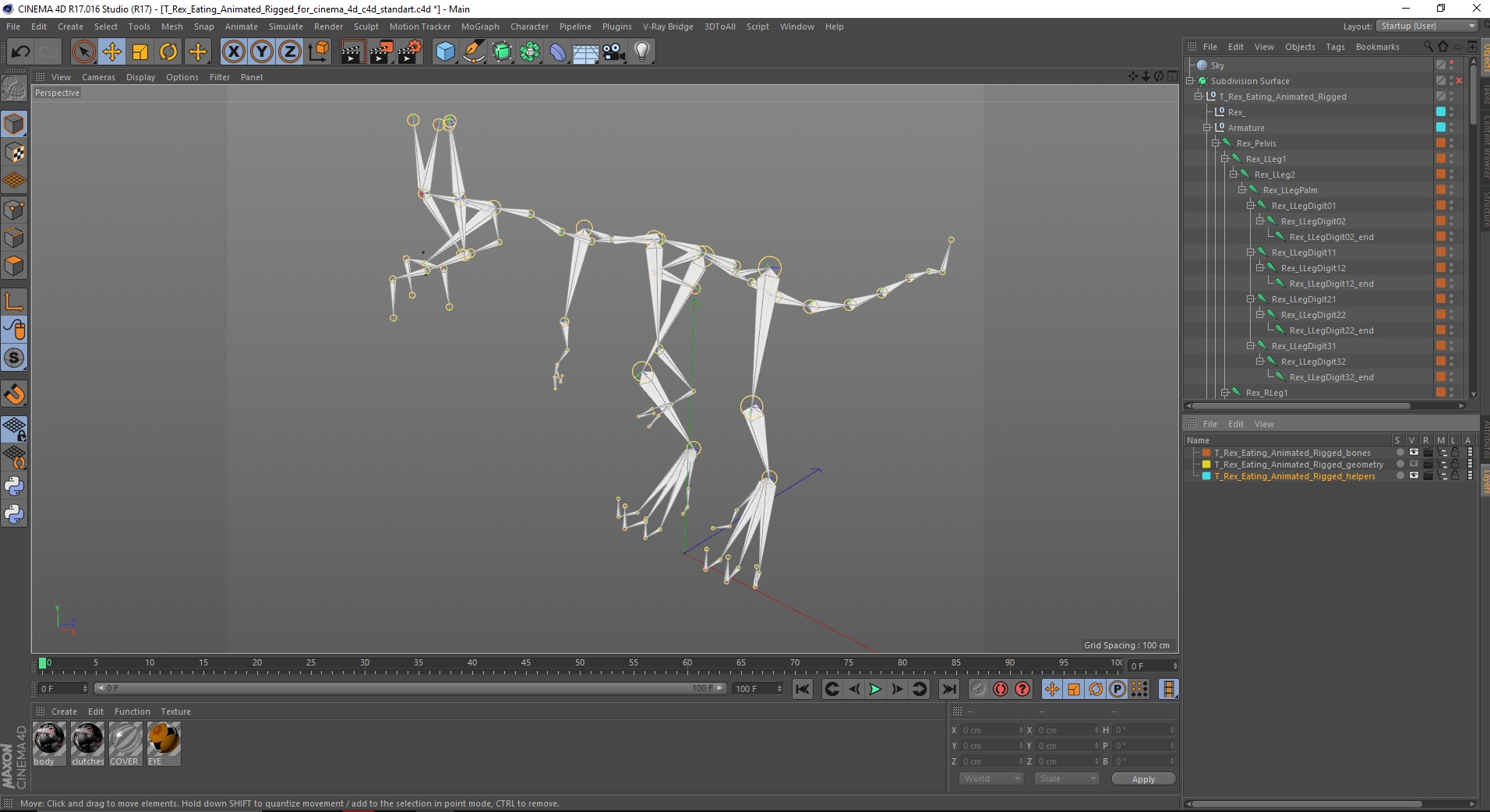 T Rex Eating Animated Rigged for Cinema 4D 3D