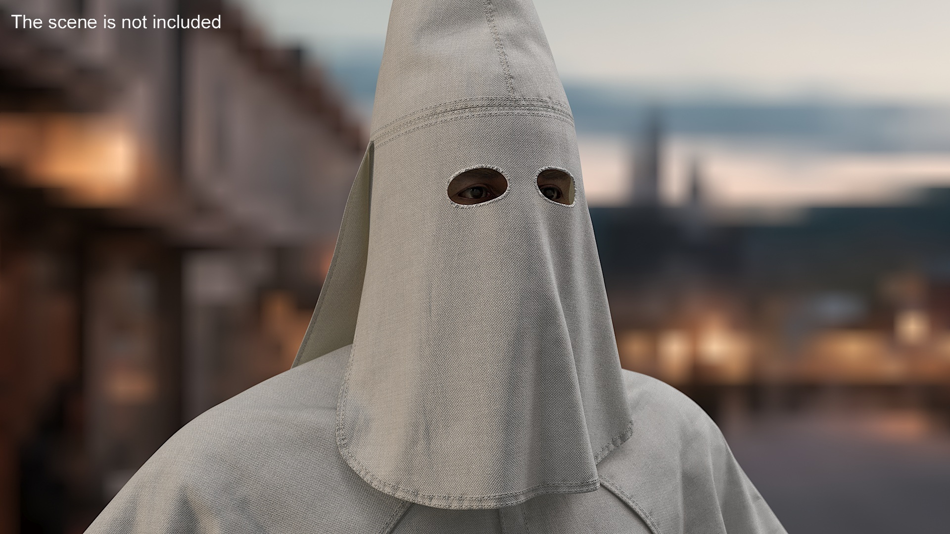 3D Head Wearing White Ku Klux Klan Mask