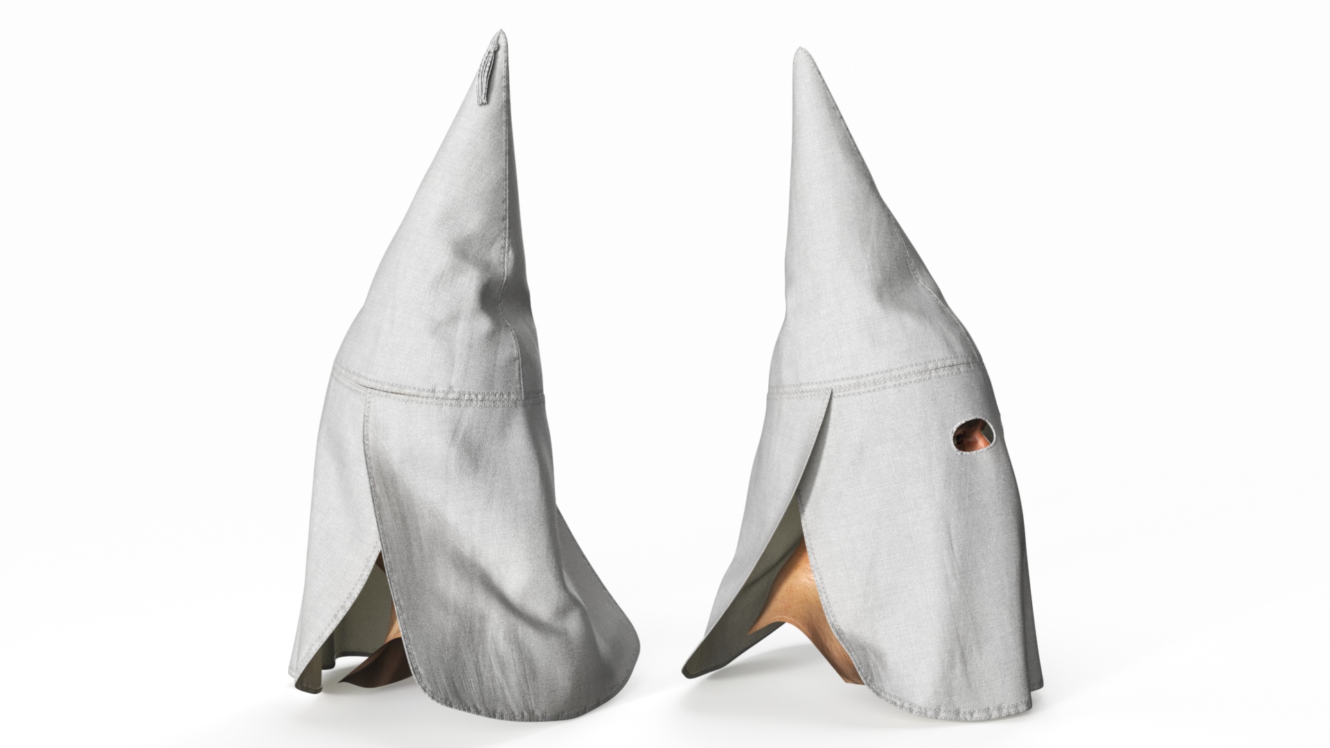 3D Head Wearing White Ku Klux Klan Mask