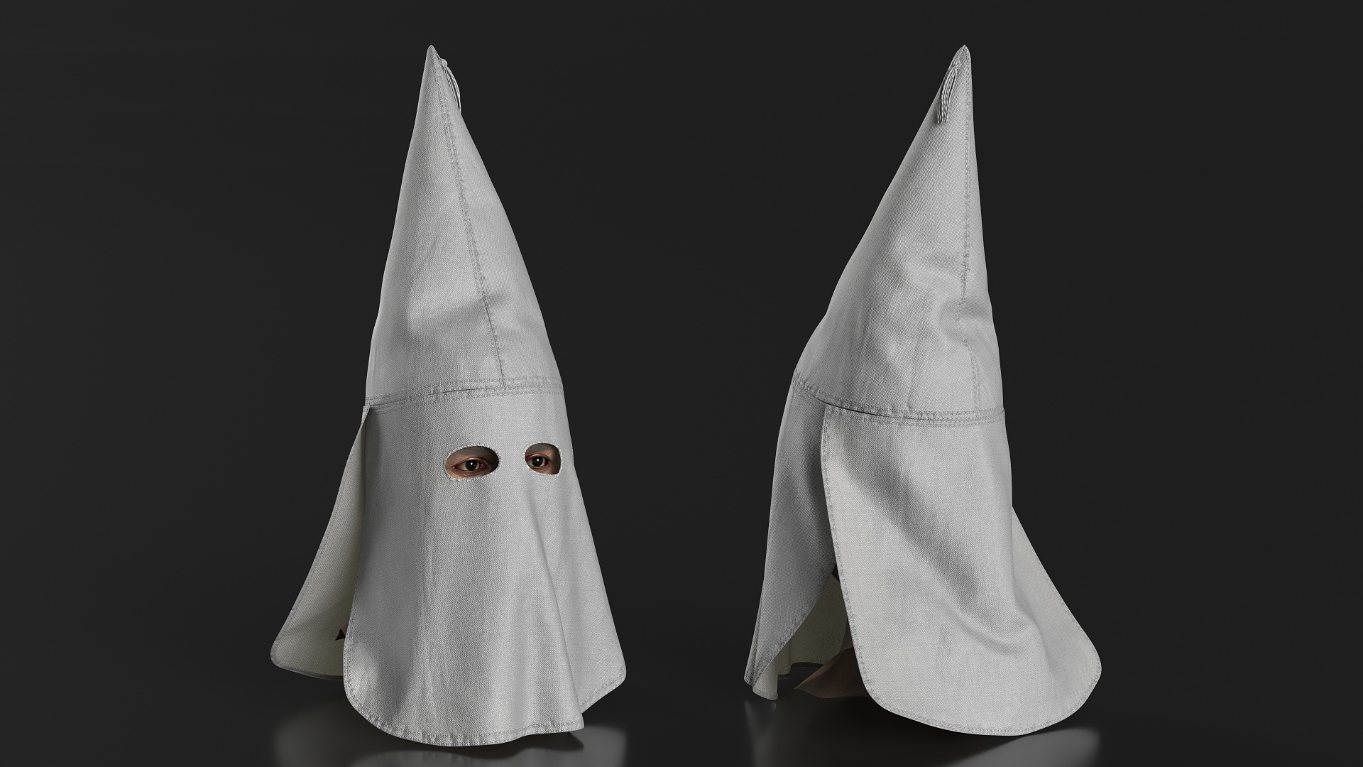 3D Head Wearing White Ku Klux Klan Mask