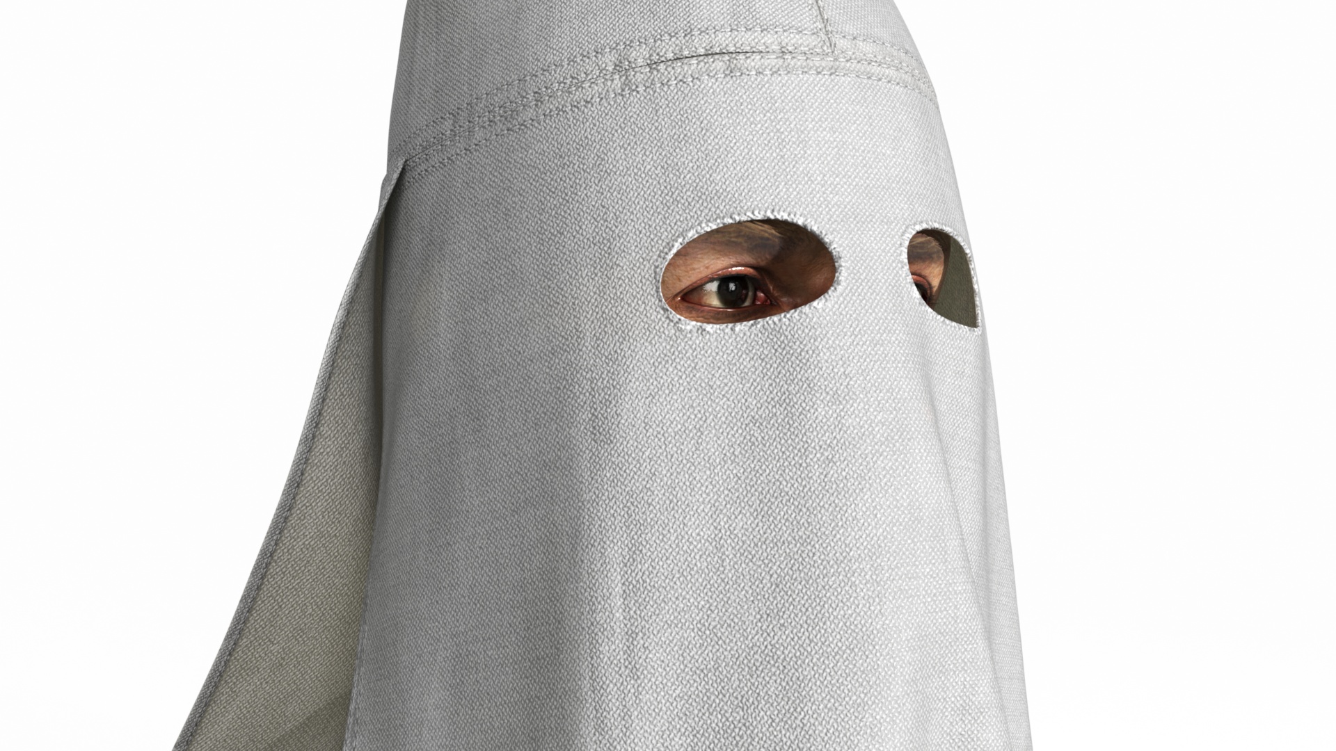 3D Head Wearing White Ku Klux Klan Mask