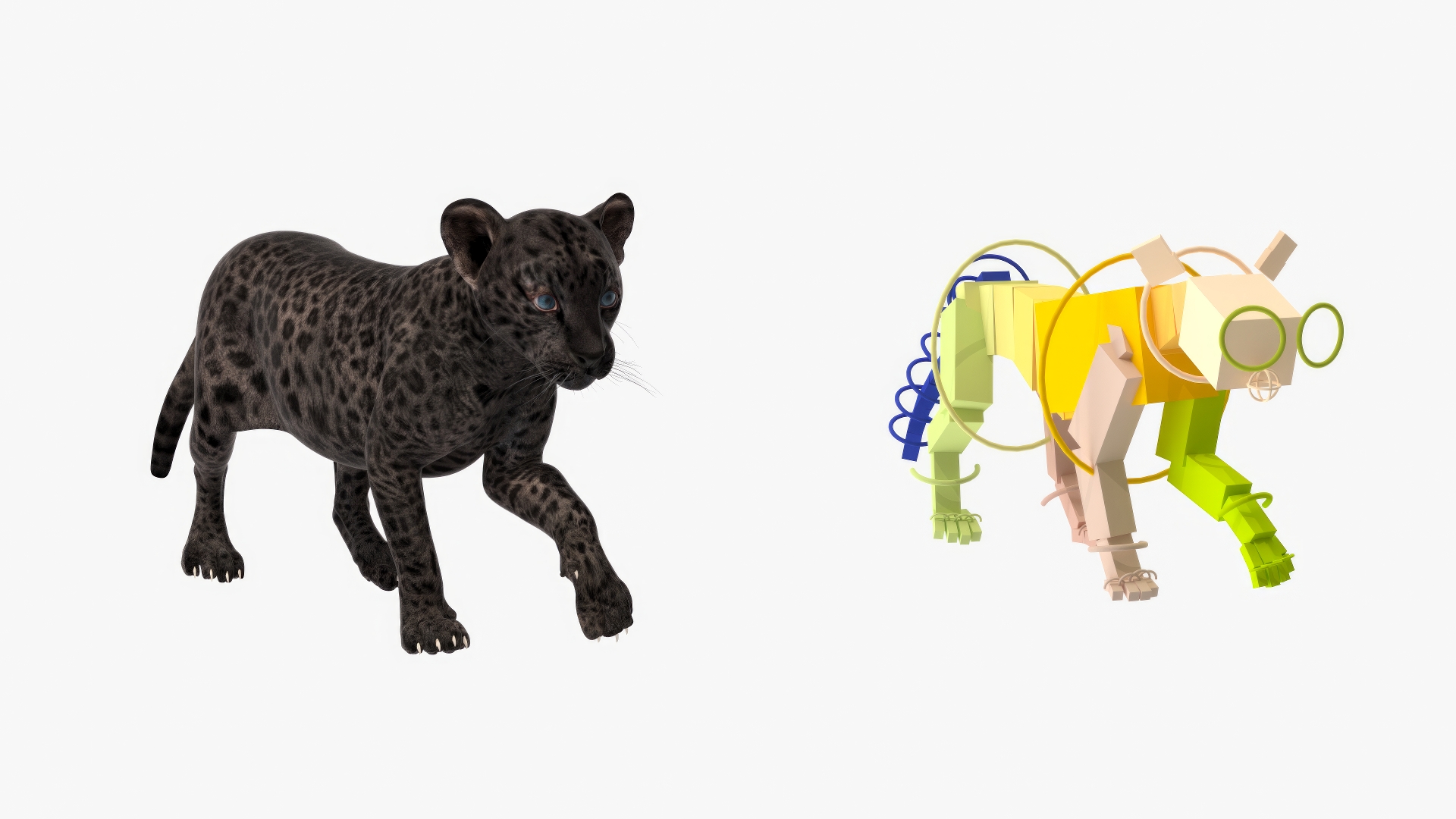 Black Leopard Cub Rigged 3D model