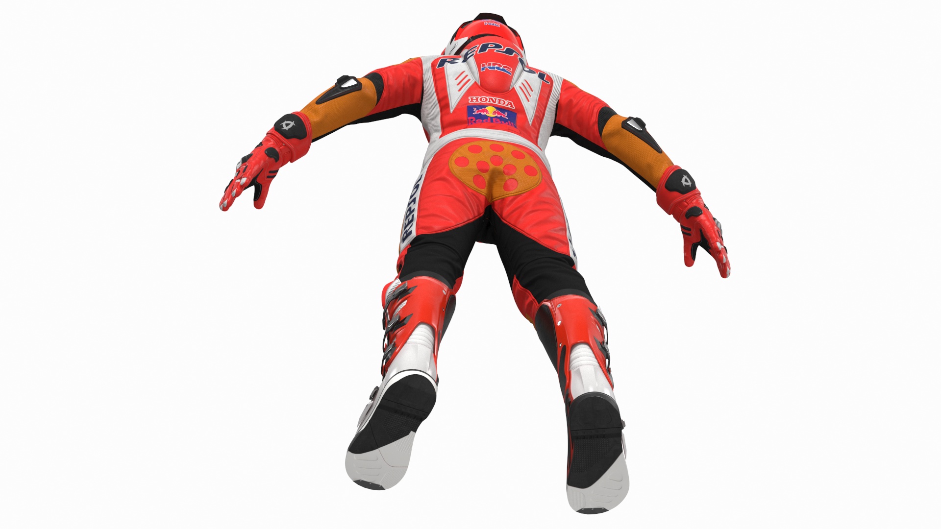 3D model Sport Bike Rider Wearing Honda Race Suit