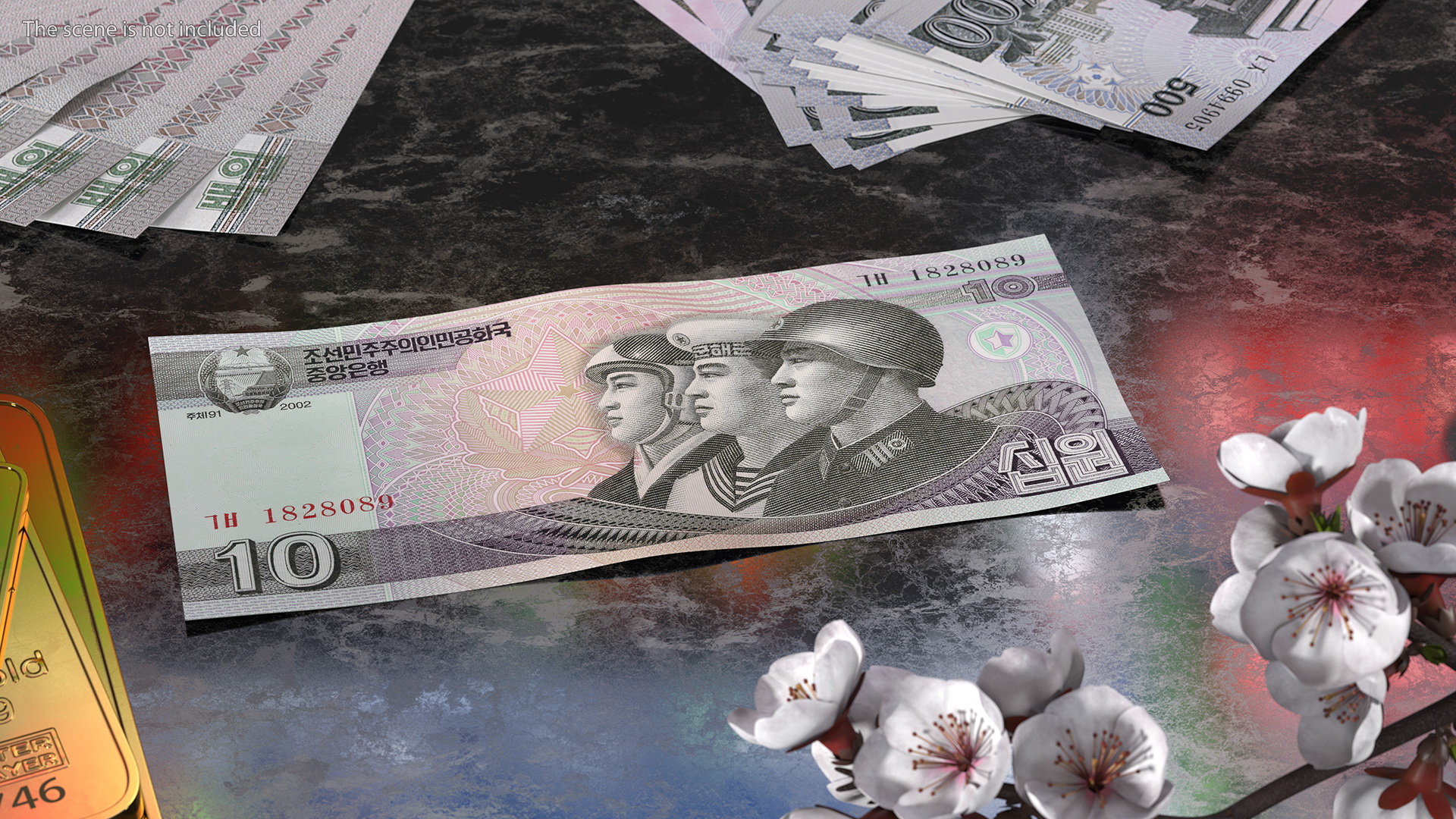 North Korea 10 Won Banknote 3D