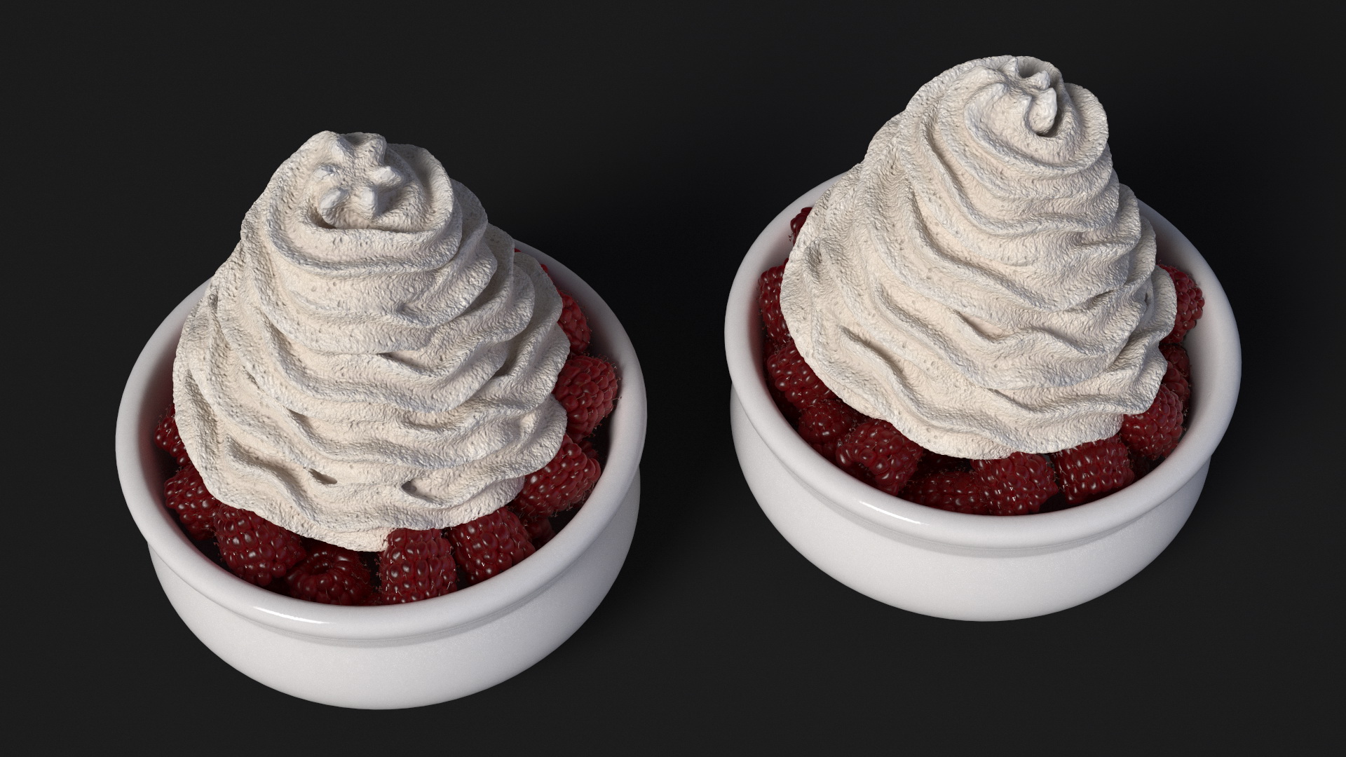 3D model Raspberries with Whipped Cream