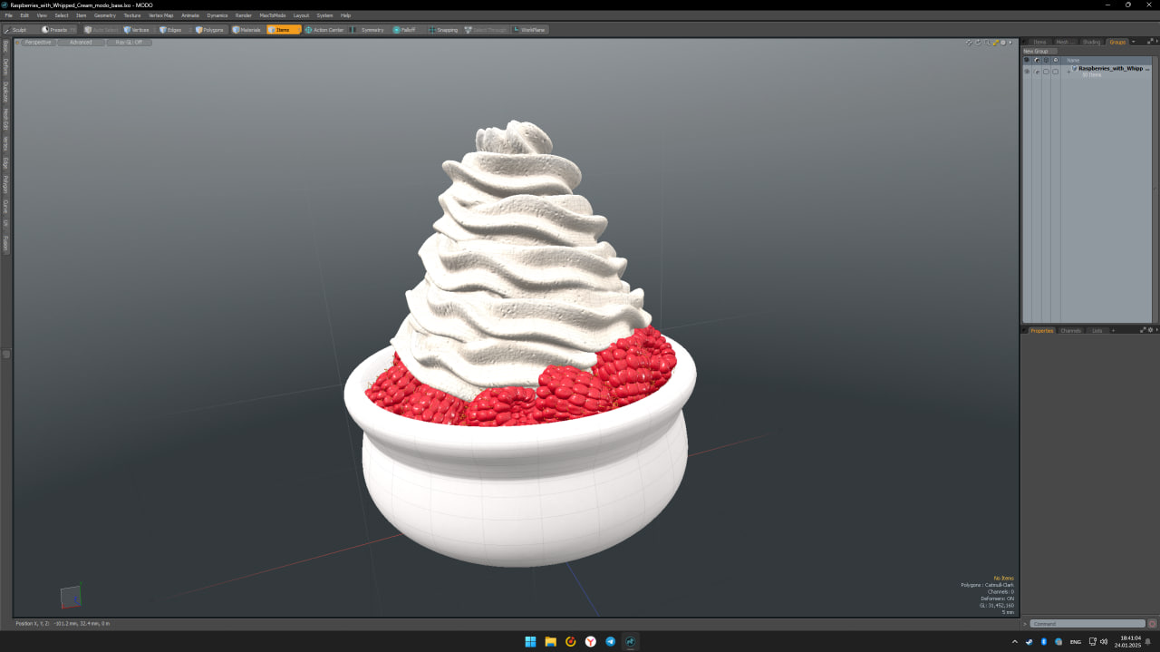 3D model Raspberries with Whipped Cream