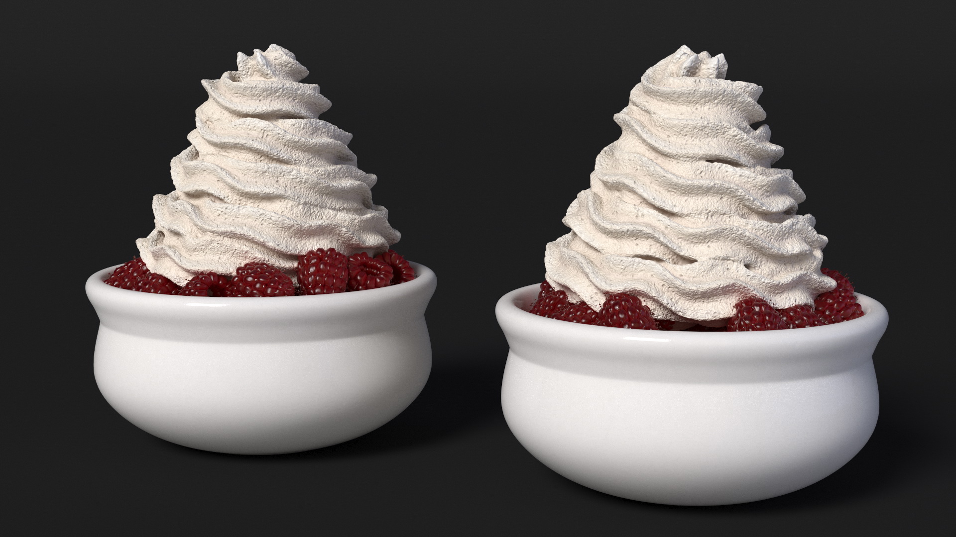 3D model Raspberries with Whipped Cream