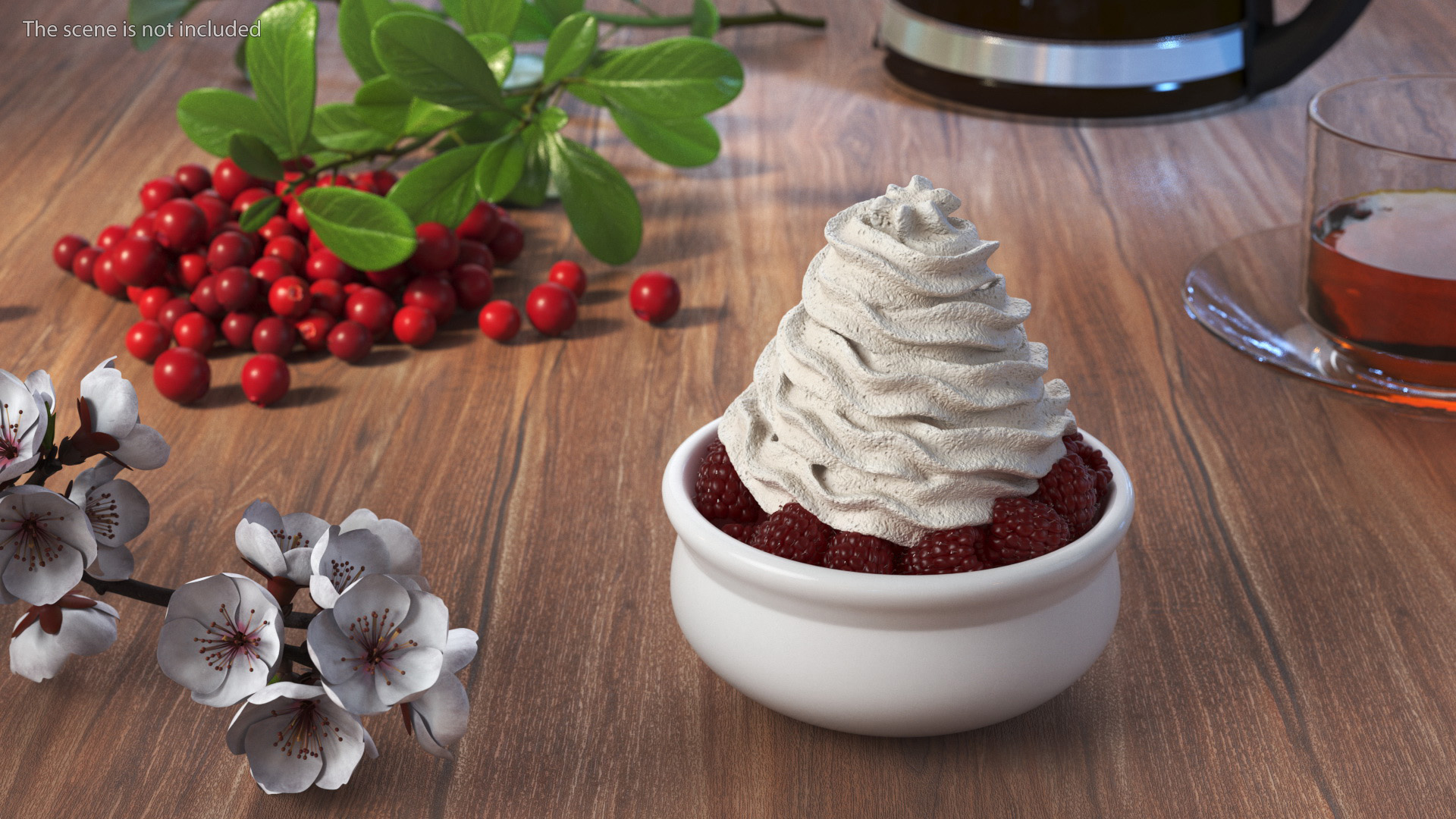 3D model Raspberries with Whipped Cream