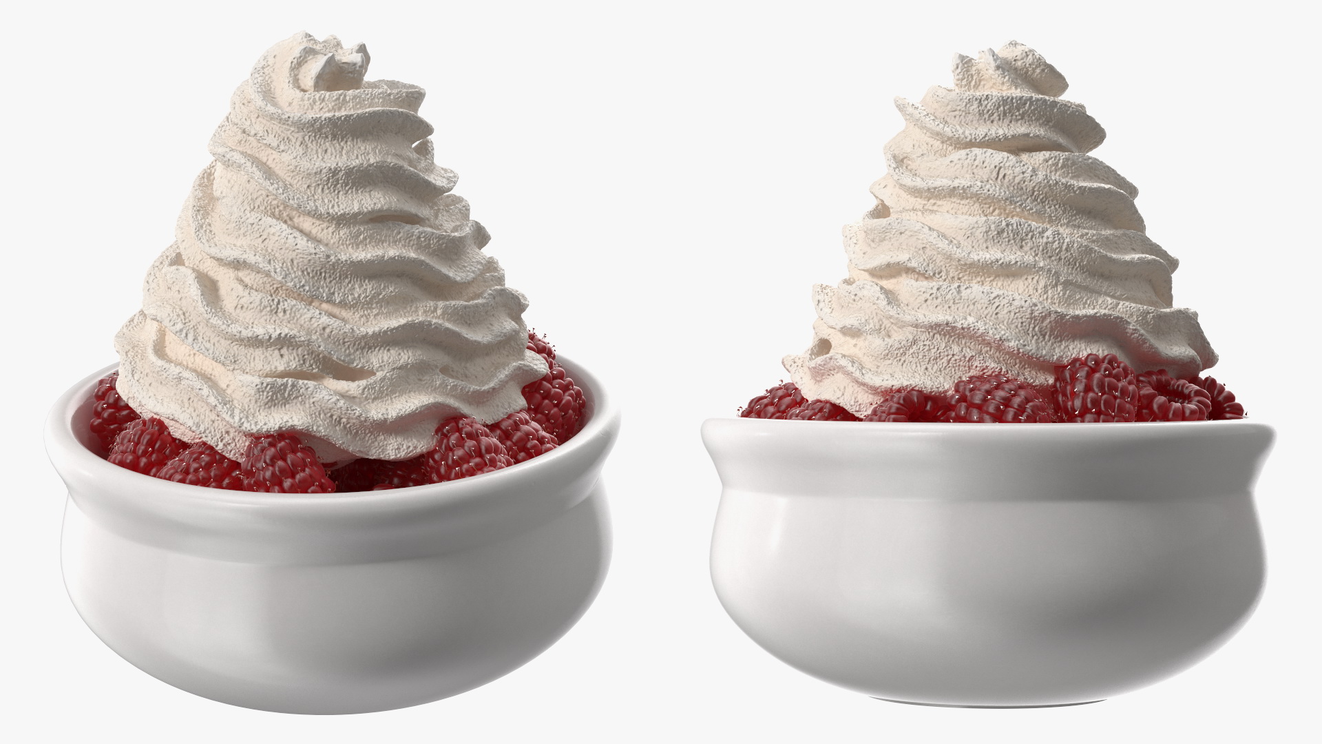 3D model Raspberries with Whipped Cream