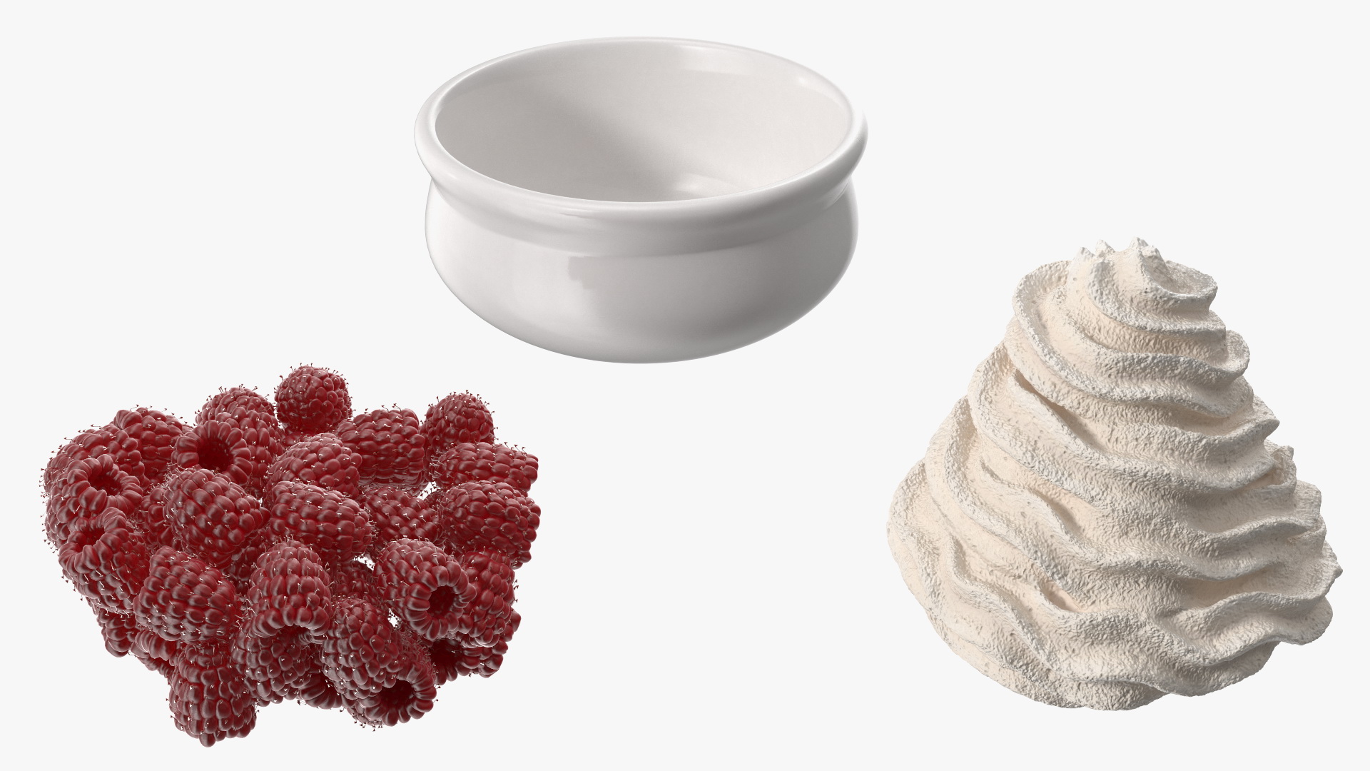 3D model Raspberries with Whipped Cream