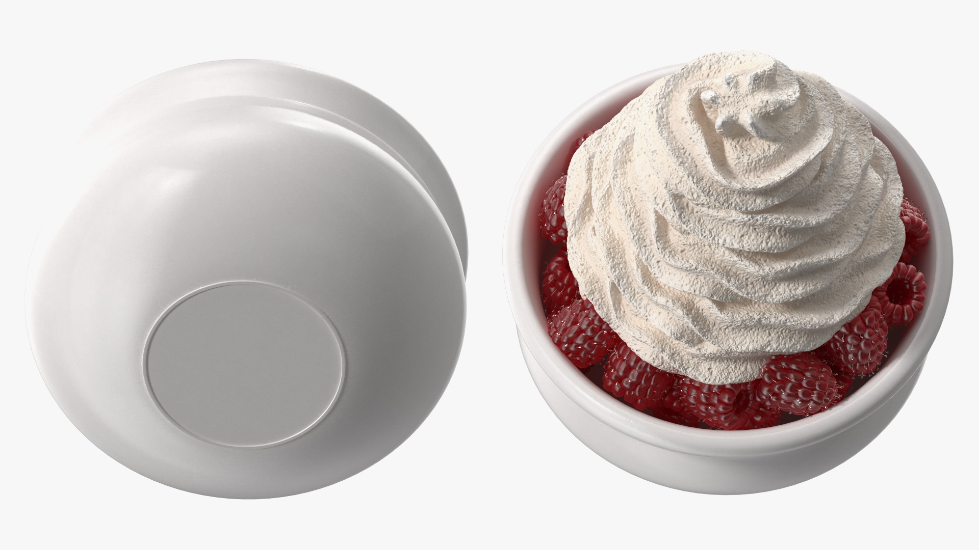 3D model Raspberries with Whipped Cream