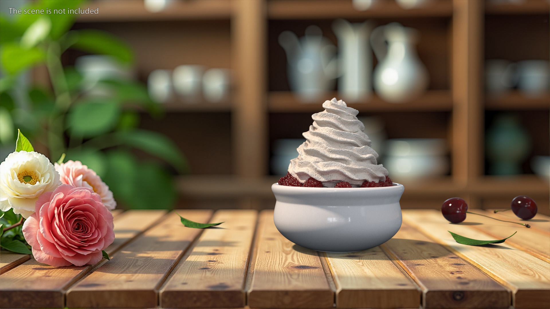 3D model Raspberries with Whipped Cream