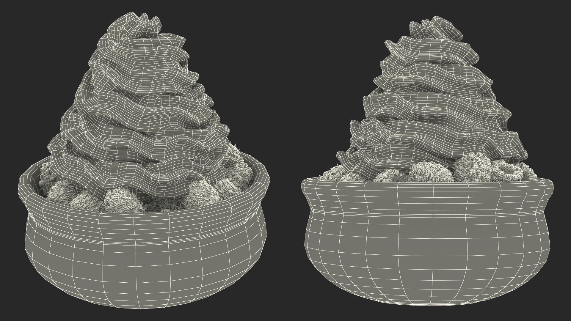 3D model Raspberries with Whipped Cream