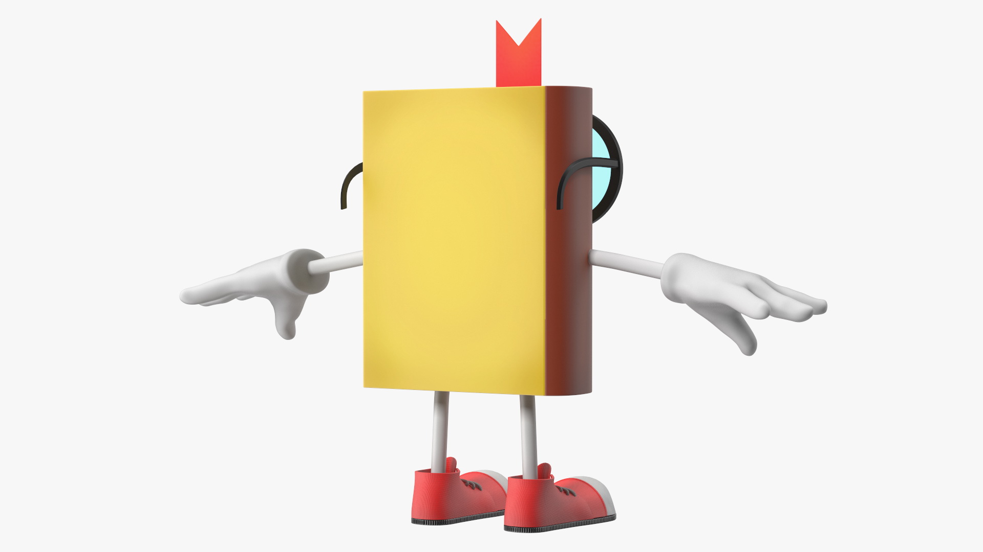 3D Cartoon Character Yellow Book T-Pose