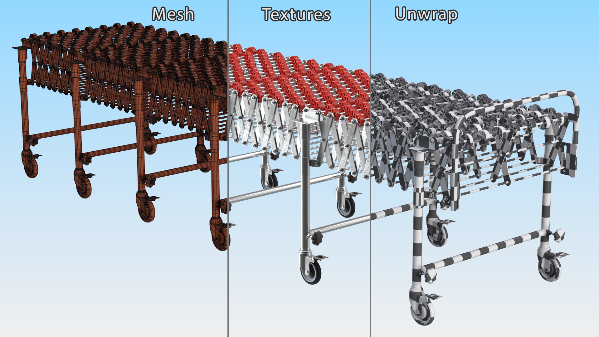 3D Folding Telescopic Roller Red Rigged