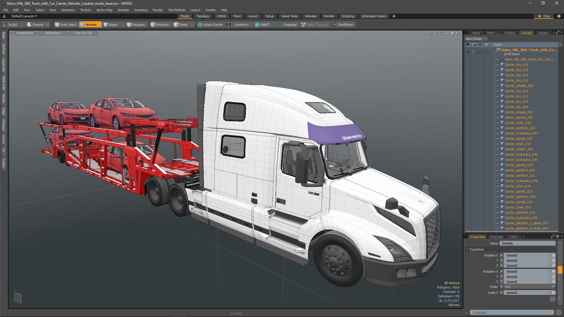 Volvo VNL 860 Truck with Car Carrier Vehicles Loaded 3D