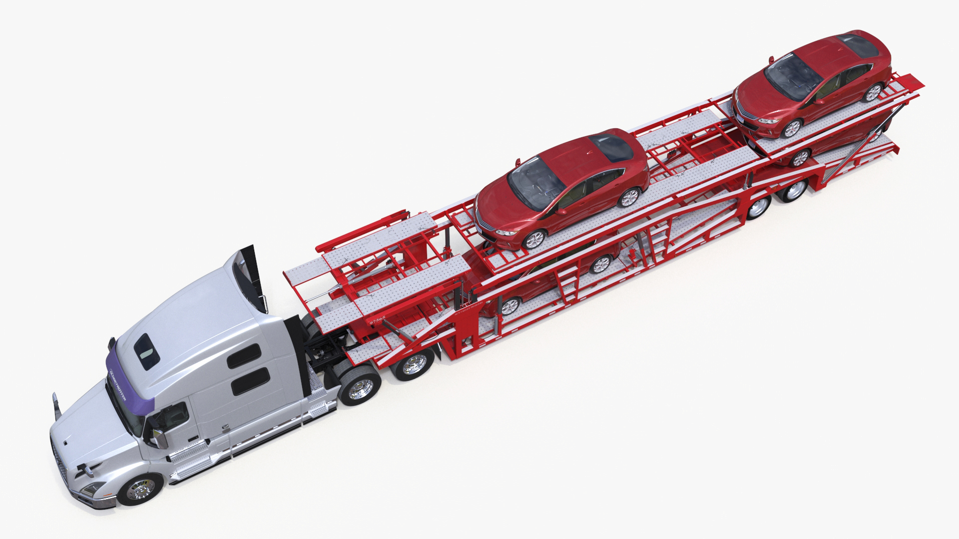 Volvo VNL 860 Truck with Car Carrier Vehicles Loaded 3D