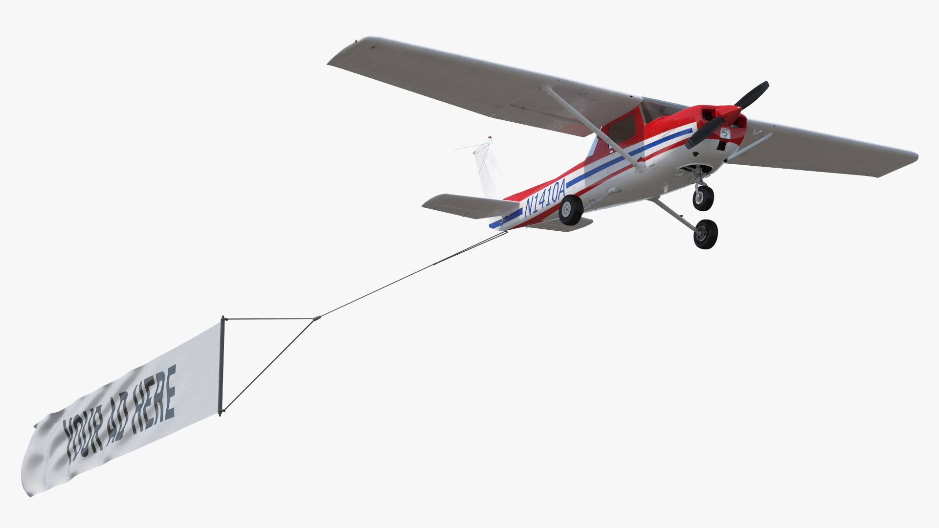 Cessna 150 Aircraft with Advertising Air Banner 3D