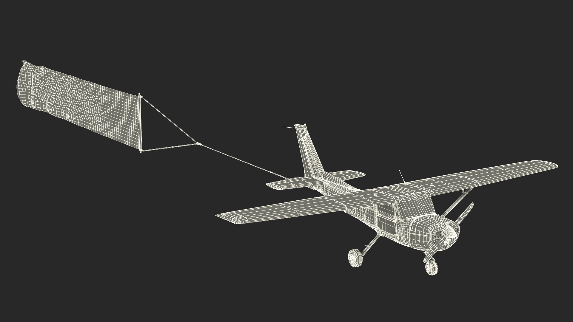 Cessna 150 Aircraft with Advertising Air Banner 3D