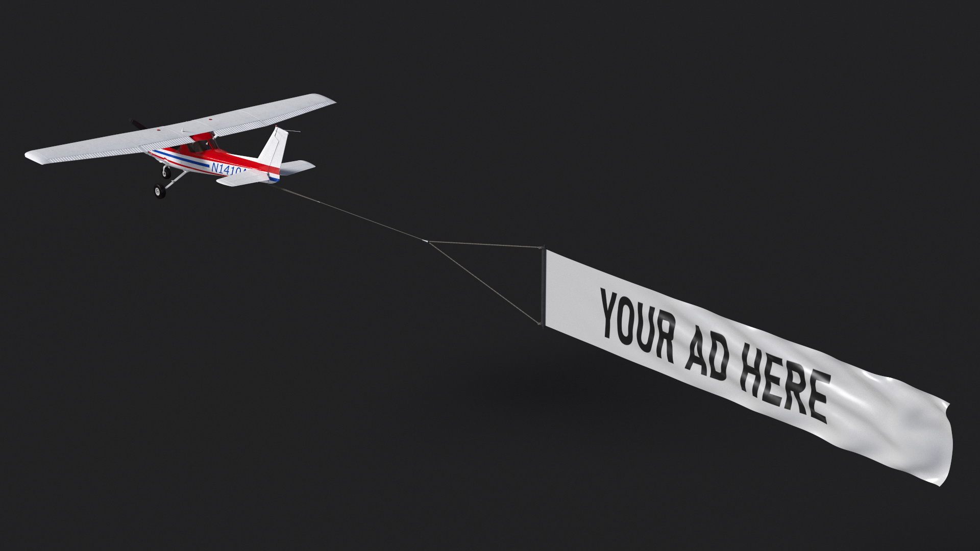 Cessna 150 Aircraft with Advertising Air Banner 3D