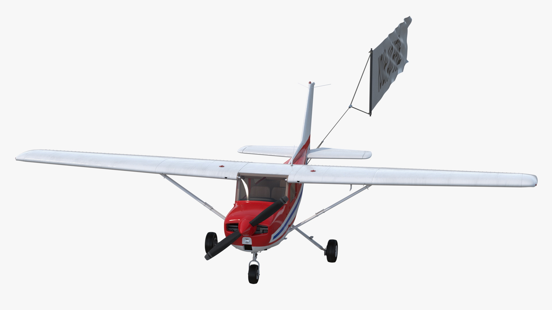 Cessna 150 Aircraft with Advertising Air Banner 3D