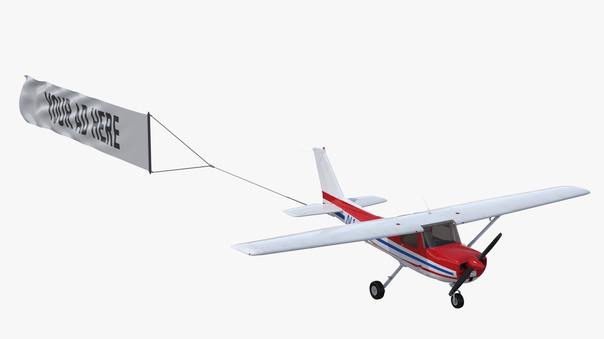 Cessna 150 Aircraft with Advertising Air Banner 3D