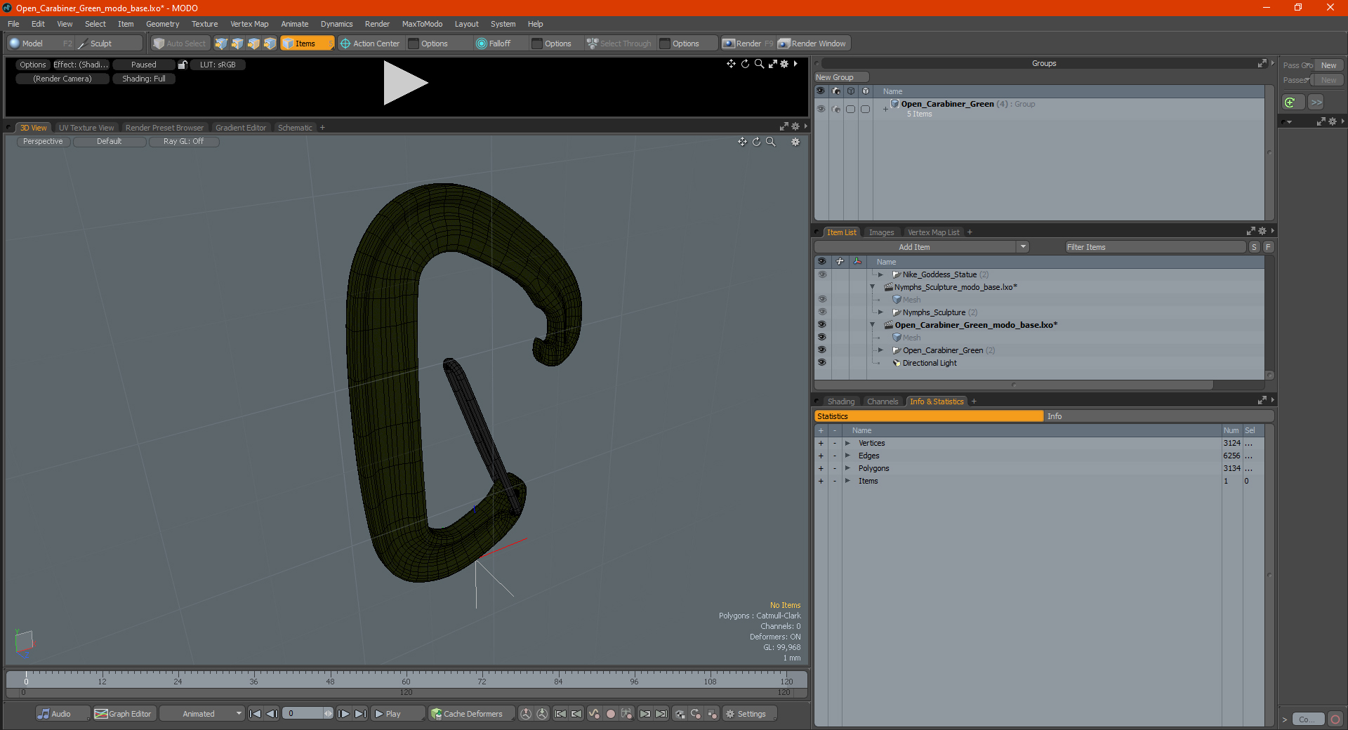 3D model Open Carabiner Green