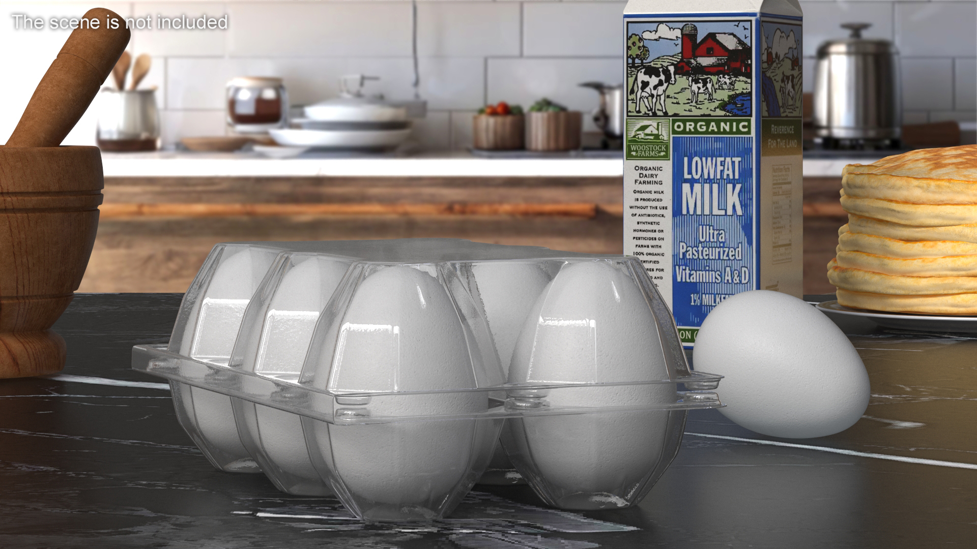 Plastic Egg Tray with 6 White Eggs 3D model