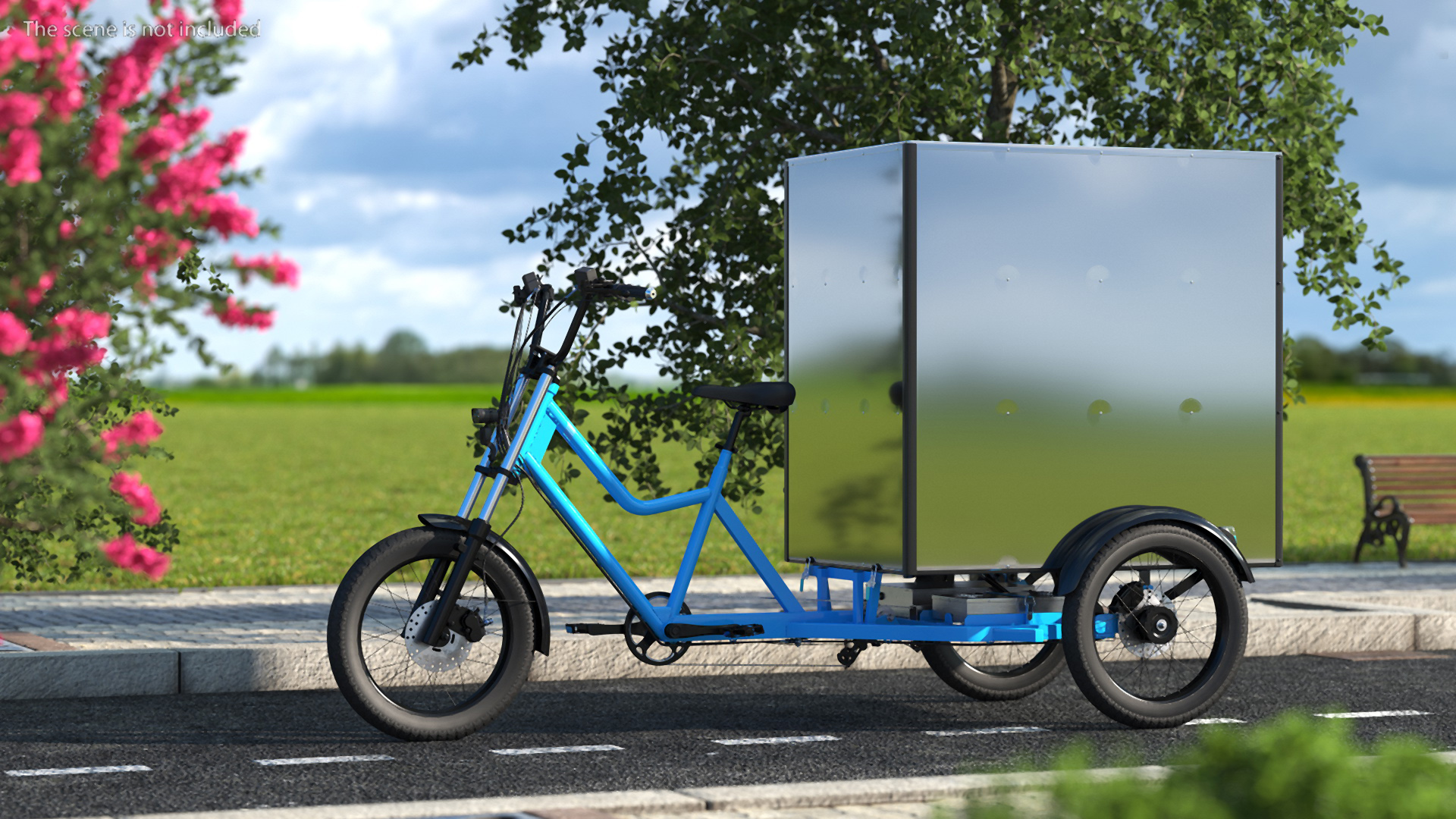 3D Commercial Grade Electric Trike with Cargo Box Rigged model