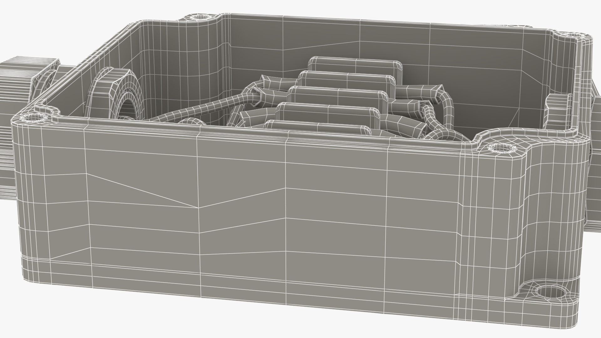 3D White Junction Box with 2 Wires