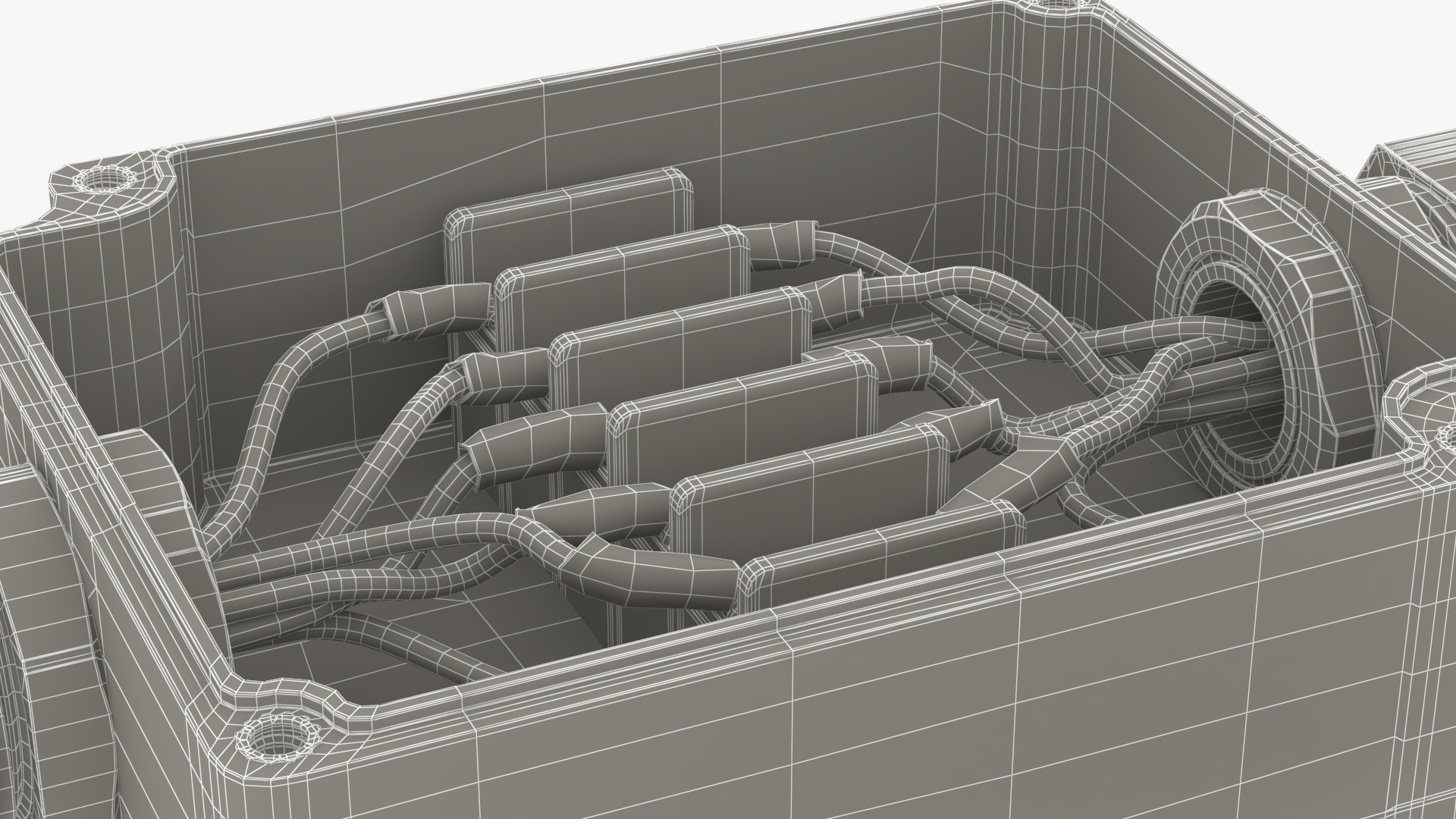 3D White Junction Box with 2 Wires