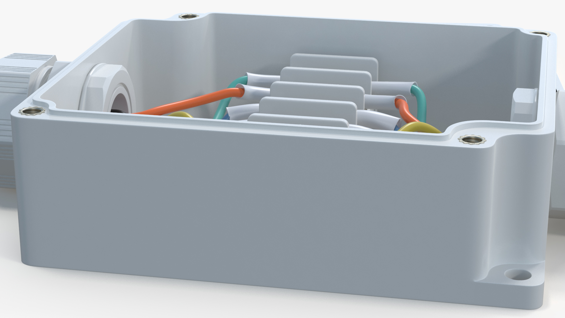 3D White Junction Box with 2 Wires